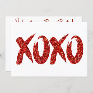 Invitation Parties scintillant rouge XOXO Glam Brushstroke
