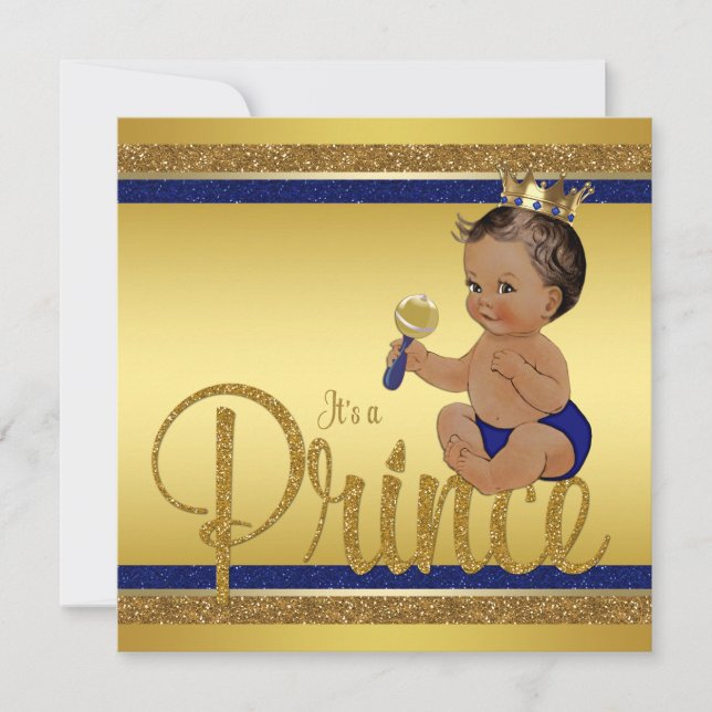 Invitation Parties scintillant Royal Blue Gold Ethnic Prince  (Devant)