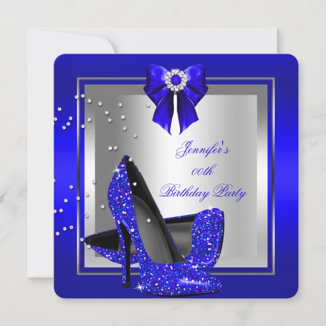 Invitation Parties scintillant Royal Blue High Heel Silver An (Devant)