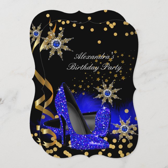 Invitation Parties scintillant Royal Blue High Heures Noir An (Devant / Derrière)