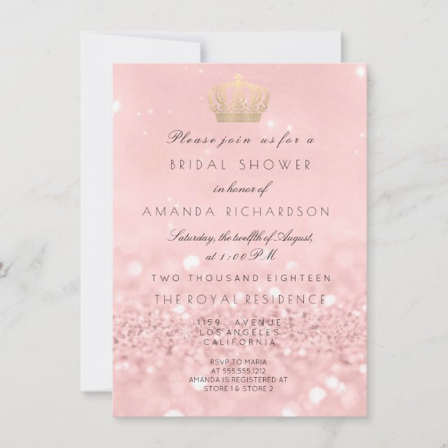 Invitation Parties scintillant royale de la Couronne rose Ros (Devant)