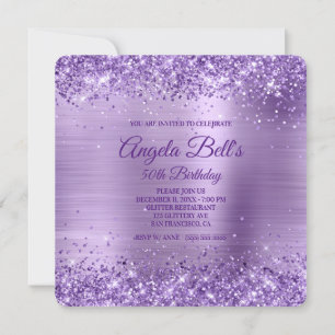 Invitation Parties scintillant royale violet brossé huile 50e