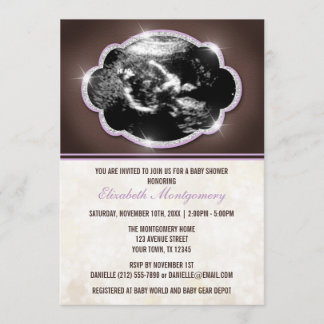 Invitation Parties scintillant russe Baby shower de sonogramm