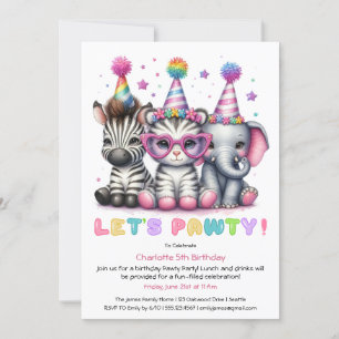 Invitation Parties scintillant Safari fête d'anniversaire Cut