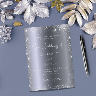 Invitation Parties scintillant Silver élégant script mariage 