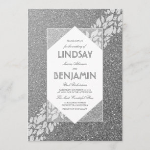 Invitation Parties scintillant Silver Elegant Vintage Fab Mar