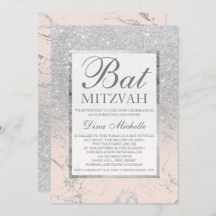 Invitation PARTIES SCINTILLANT SIlver élégante Bat mitzvah en
