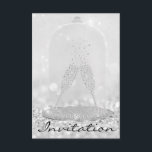 Invitation Parties scintillant Silver Glass Bubbles Champagne<br><div class="desc">florenceK Graphique conceptuel minimaliste dans la recherche après un nouveau concept d'invitations ... . Pour des événements comme la fête d'anniversaire ou le centre de beauté d'entreprise se faire styliste événement</div>