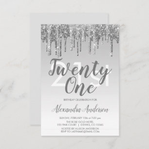 Invitation Parties scintillant Silver Sparkle 21ème anniversa