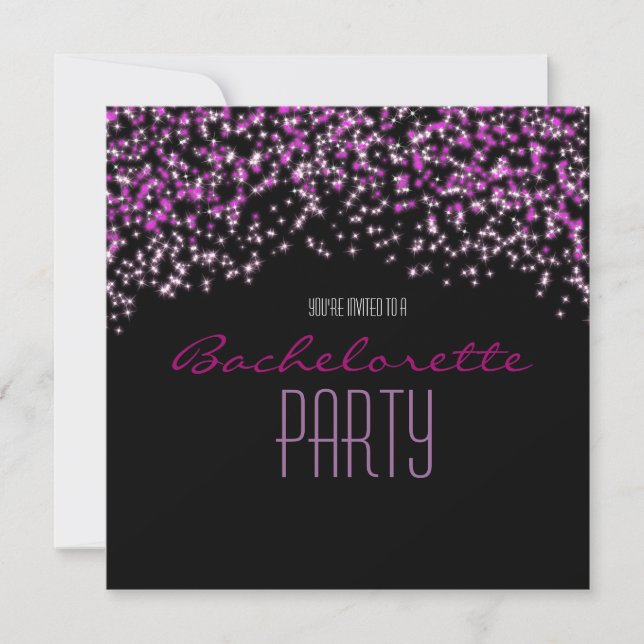 Invitation Parties scintillant Sparkle Black Pink Glam Party  (Devant)