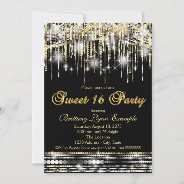 Invitation Parties scintillant Sparkle Sweet sixteen Partie N (Devant)