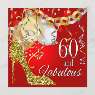 Invitation Parties scintillant Stiletto 60e anniversaire or