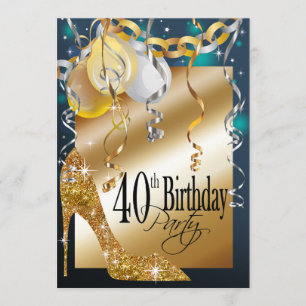 Invitation Parties scintillant Stiletto Balloons 21e annivers