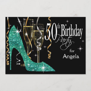 Invitation Parties scintillant Stiletto Champagne 50e anniver