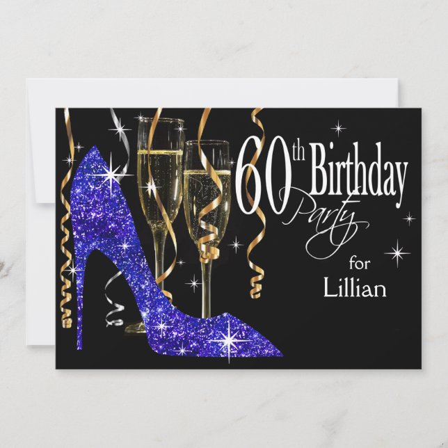 Invitation Parties scintillant Stiletto Champagne 60e anniver (Devant)
