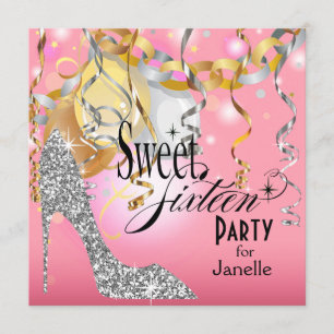 Invitation Parties scintillant Stiletto Sweet 16 Party arge