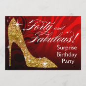 Losange rouge et zébré 30ème anniversaire party invitations personnalisées