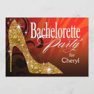 Invitation Parties scintillant Stiletto Zebra Bachelorette
