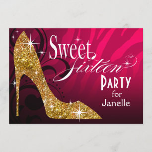 Invitation Parties scintillant Stiletto Zebra Sweet 16 Party