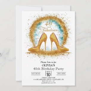 Invitation Parties scintillant Stylish Digital Gold 40e anniv