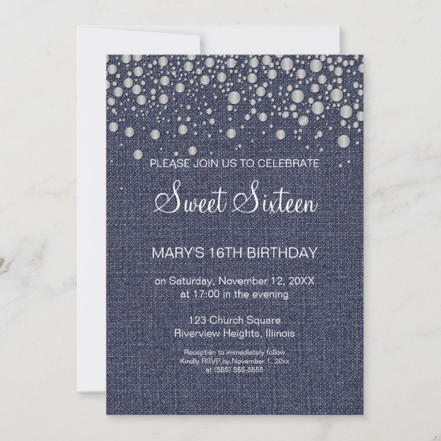 Invitation Parties scintillant Sweet 16 Anniversaire Invitati (Devant)