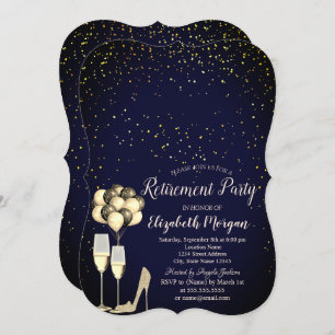 Invitation Parties scintillant talons hauts, Confetti Blue Re