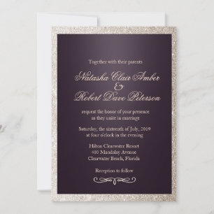 Invitation Parties scintillant Taupe Beige Purple Moderne Chi