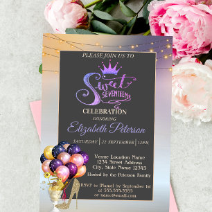 Invitation Parties scintillant Tiara, Coctail, Ballons Sweet