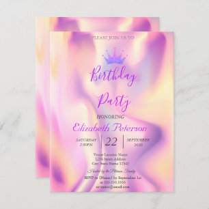 Invitation Parties scintillant Tiara Holographic Anniversaire