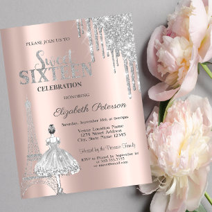 Invitation Parties scintillant, Tour Eiffel Ballerina Sweet 1
