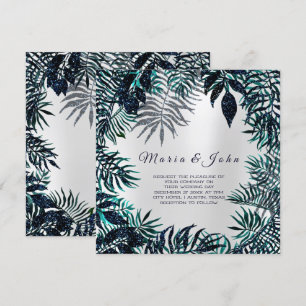 Invitation Parties scintillant Tropical Jardin Florales Gris 