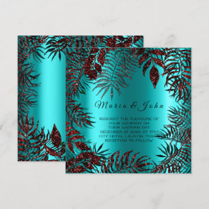 Invitation Parties scintillant tropicale à feuilles florales 