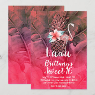 Invitation Parties scintillant tropicale rose ananas Luau Swe