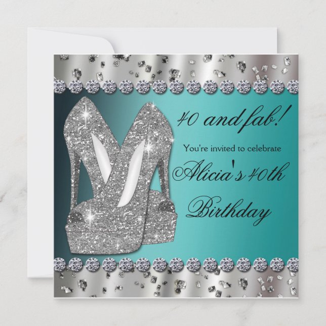 Invitation Parties scintillant Turquoise argent haute talons  (Devant)