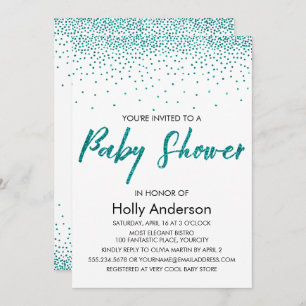 Invitation Parties scintillant turquoise Baby shower Confetti