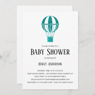 Invitation Parties scintillant Turquoise Baby shower simple B