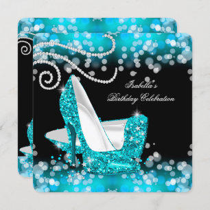 Invitation Parties scintillant Turquoise Bleu Haut talons Dia