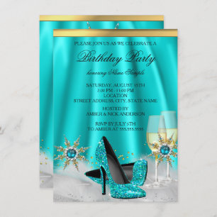 Invitation Parties scintillant Turquoise Bleu Haut talons Gol