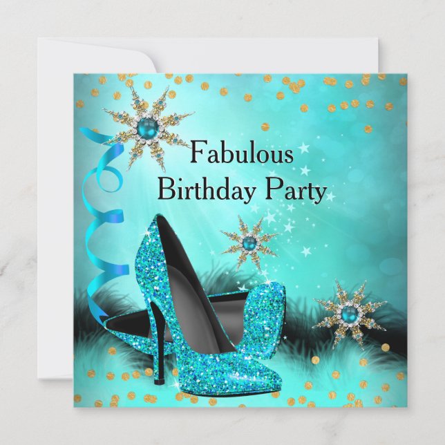 Invitation Parties scintillant Turquoise Bleu hauts talons fê (Devant)