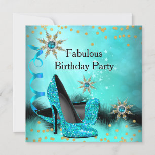 Invitation Parties scintillant Turquoise Bleu hauts talons fê