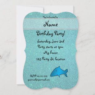 Invitation parties scintillant turquoise de requin de nom per