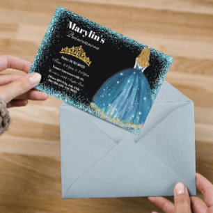 Invitation Parties scintillant turquoise enchanteresse Prince