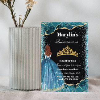 Invitation Parties scintillant turquoise enchanteresse Prince