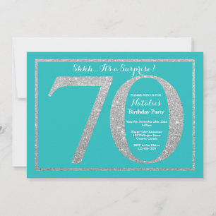 Invitation Parties scintillant Turquoise et d'argent du 70e a