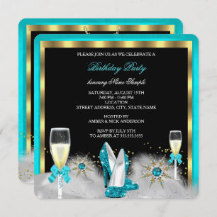 Invitation Parties scintillant Turquoise haute talons Champag