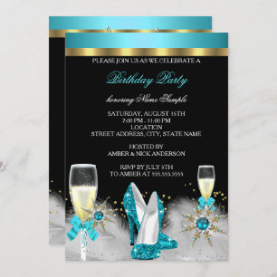Invitation Parties scintillant Turquoise haute talons Champag