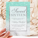 Invitation Parties scintillant turquoise marbre élégant chic<br><div class="desc">Une douche parties scintillant moderne,  assez chic et élégante fausse turquoise sombre avec bloc de couleur marbre blanc Sweet 16 anniversaire invitation avec marbre blanc ombre motif avec et élégant cadre argent Parfait pour une princesse Sweet sixteen,  parfait pour elle,  la fashionista qui aime motif moderne et glam</div>