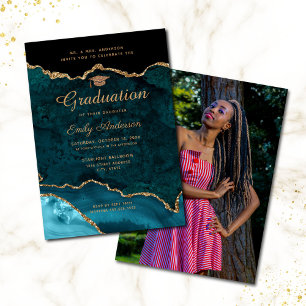 Invitation Parties scintillant turquoise or Agate Photo Gradu