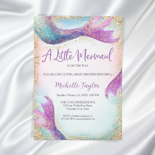 Invitation Parties scintillant Turquoise Petite Sirène Été Fi