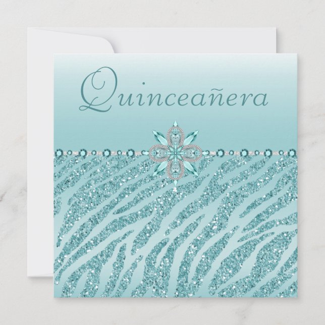 Invitation Parties scintillant Turquoise Quinceanera Bijoux i (Devant)